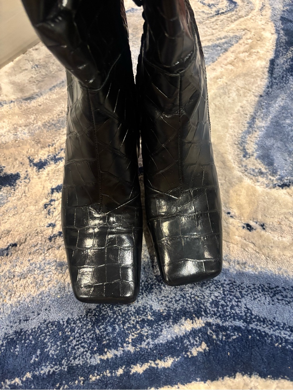 Sam Edelman Black Croc Embossed Knee-High Boots | Women’s Size 8 - Picture 4 of 6